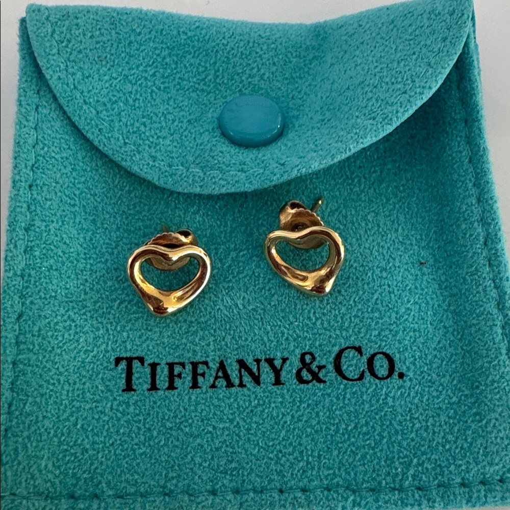 Tiffany & Co. Elsa Peretti Open Heart Stud Earrings - 18k Yellow